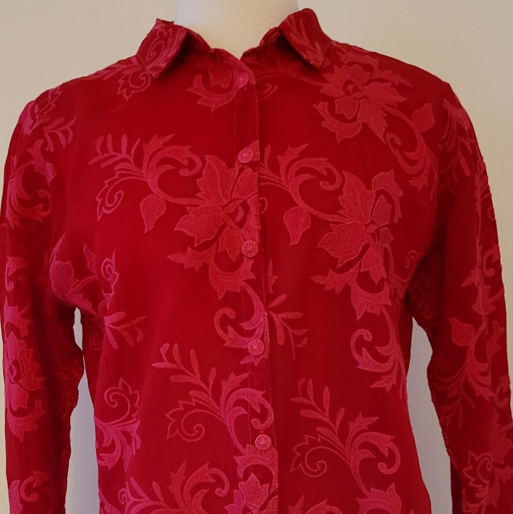 Embroidered Button Front Shirt